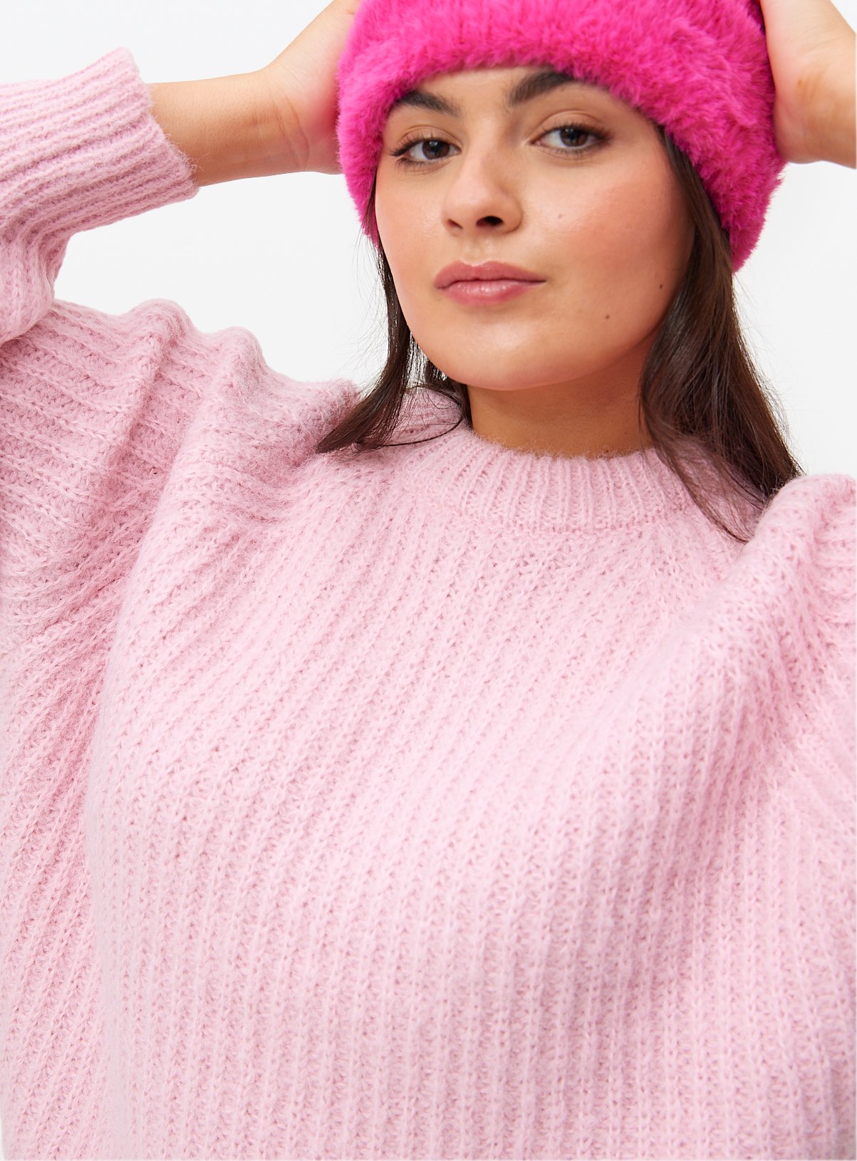 Pink Knitted Raglan Crew Neck Jumper XXL - Image 3 thumbnail